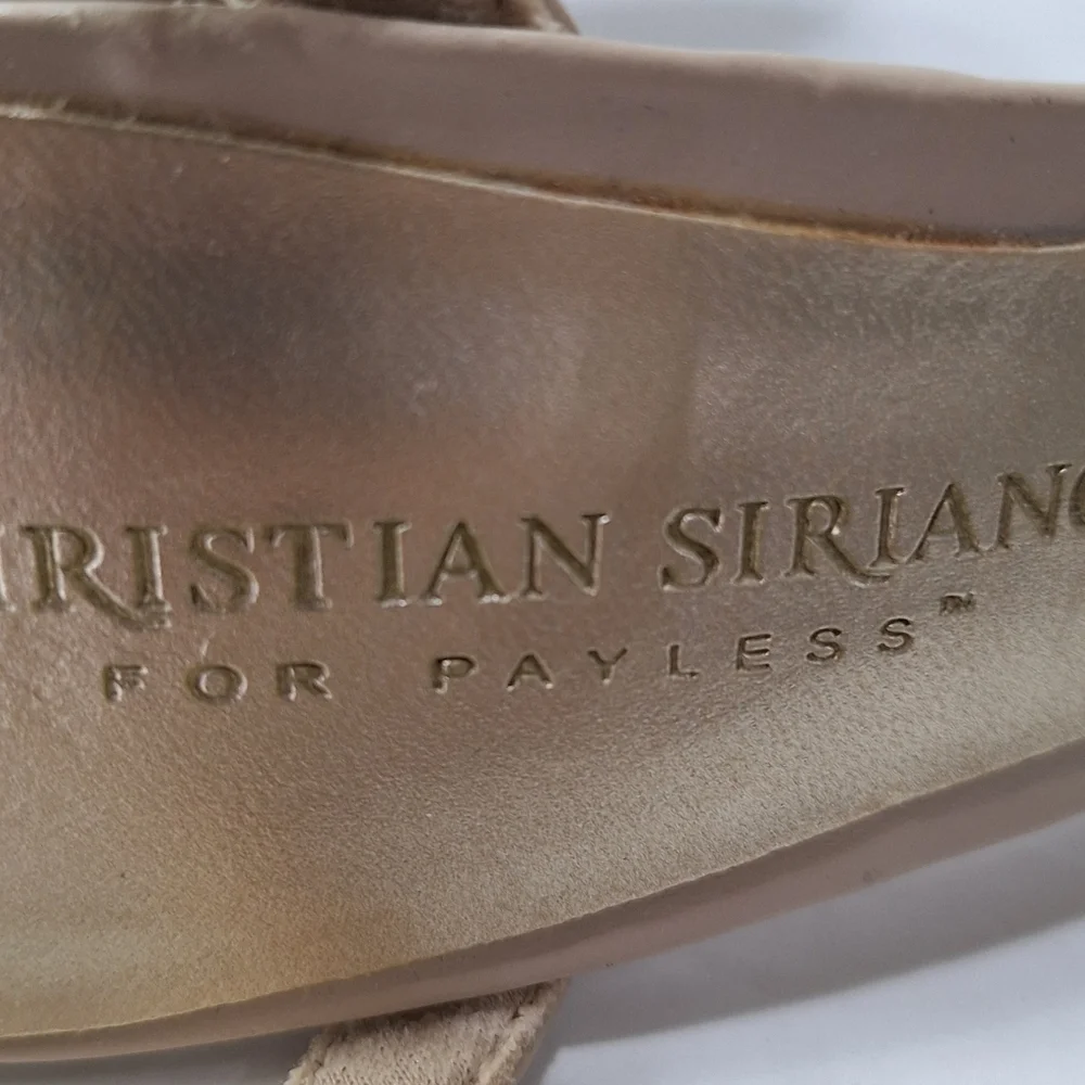 Christian Siriano Tan Bohemian Coquette Ankle Strap Platform Heels Size 7